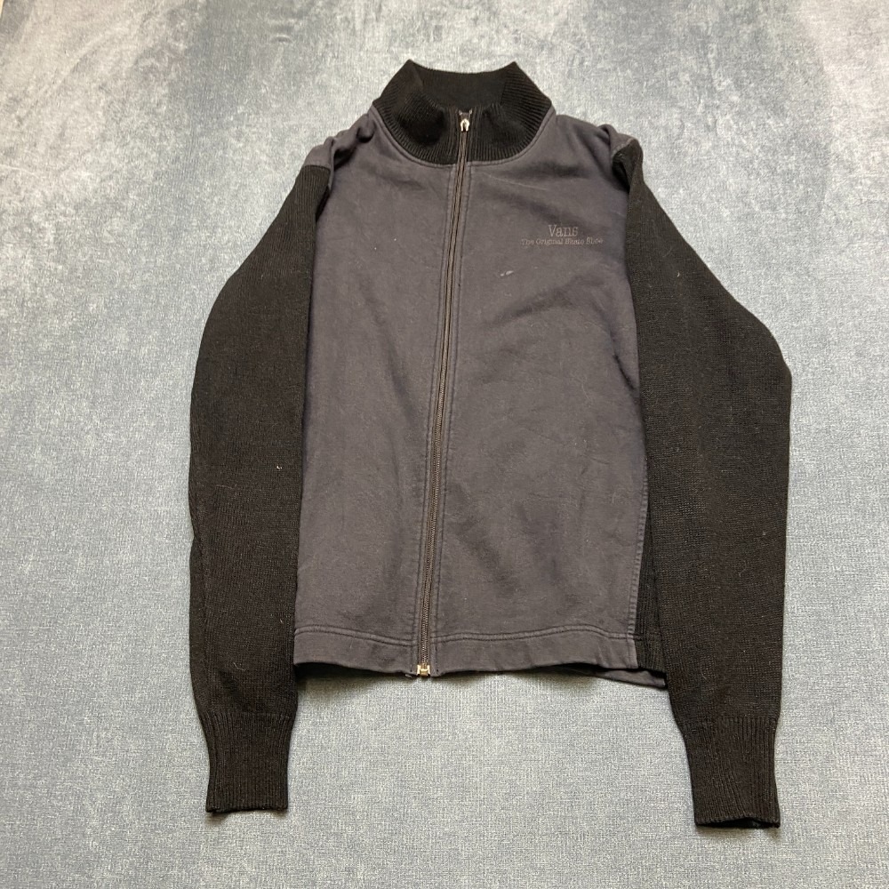 Vans The Original Skate Shoe Jacket Mens Medium Gray Black Full Zip Mock Neck